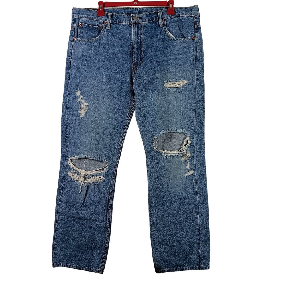 Levis 569 Jeans Loose Straight Fit Distressed Mens 39x33 Blue Denim Skater Y2K